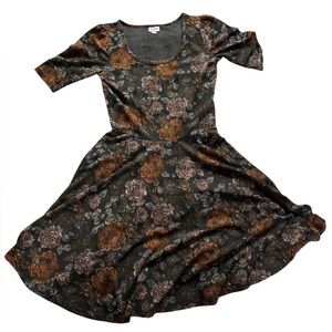 LuLaRoe Black and Brown Floral Midi Dress